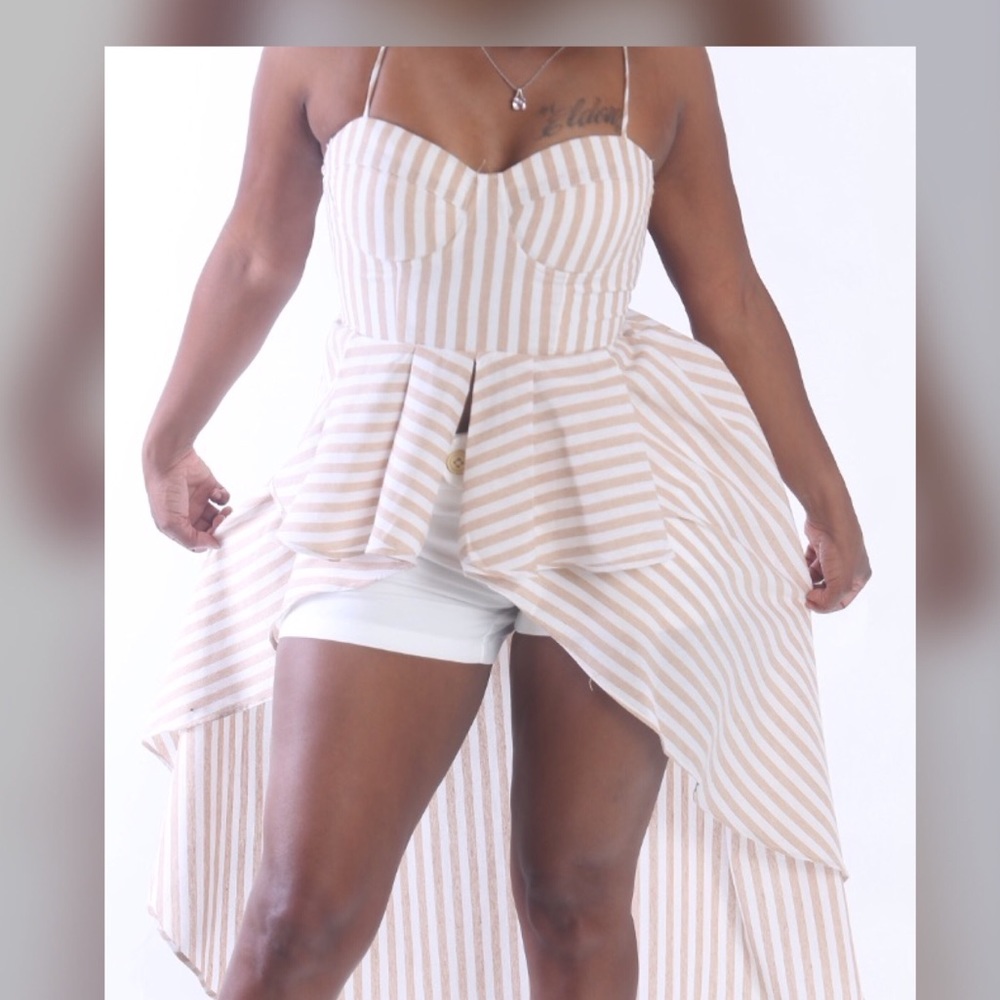 White and khaki stripped top with tags brand new!